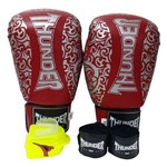 Kit de Boxe / Muay Thai 16oz - Vermelho com Prata Maori - Thunder Fight