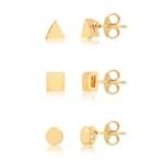 Kit de Brincos com Formas Geométricas Folheado em Ouro 18k – 2180000001880
