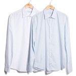 Kit de 2 Camisas de Algodão - Branca e Azul Claro