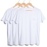 Kit de 3 Camisetas Básicas com Bolso- Brancas