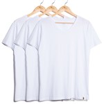 Kit de 3 Camisetas V - Brancas