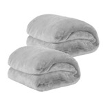 Kit de Cobertores Solteiro Manta de Microfilha 02 Peças (toque Aveludado) - Gelo
