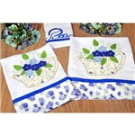 Kit de Cozinha Bordado Patchwork - Regador Azul com Flores