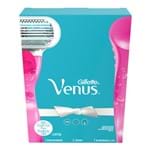 Kit de Depilação Gillette Venus Rosa com 1 Aparelho Recarregável + 2 Cartuchos + 1 Gel de Depilação Satin Care 71g