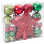 Kit de Enfeites de Árvore de Natal Vermelho e Verde 30 Peças - Orb Christmas