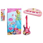 Kit de Instrumentos Musicais - Princesas Disney - Microfone com Base + Guitarra + Teclado + Flauta - Toyng