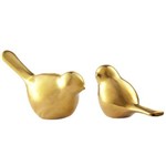 Kit de Passarinhos Decorativos de Cerâmica - Dourado 2 Peças