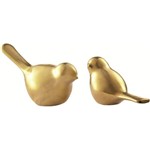 Kit de 2 Pássaros de Cerâmica Dourado Starly 7268 Mart