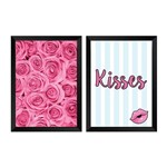 Kit de Quadros Decorativos Pink Kiss 2 Peças
