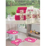 Kit Decoração Banheiro = Toalhas de Banho Passione + Jogo de Tapete Ursinha - Pink