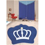 Kit Decoração Coroa Real P/ Quarto Infantil = Cortina Riviera 2 Metros + Tapete Pelúcia - Azul Royal