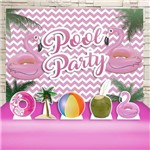 Kit Decoração Festa Pool Party Rosa Cenários Kit Prata