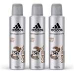 Kit Desodorante Aerossol Adidas Masculino Cool & Care Control Energy com 3 Unidades