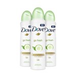 Kit Desodorante Antitranspirante Dove Go Fresh Pepino Aerosol 150mL Leve 3 Pague 2