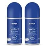 Kit Desodorante Nivea Roll-On Protect & Care 2 Unidades