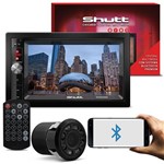 Kit Dvd Player Automotivo Shutt Chicago Bluetooth Usb Sd Aux Fm Am + Câmera Ré Mini 8 Leds Preta