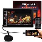 Kit Dvd Player Shutt Las Vegas Bluetooth Usb Espelhamento Celular Sd Fm Aux + Câmera Ré 2 em 1 Preta