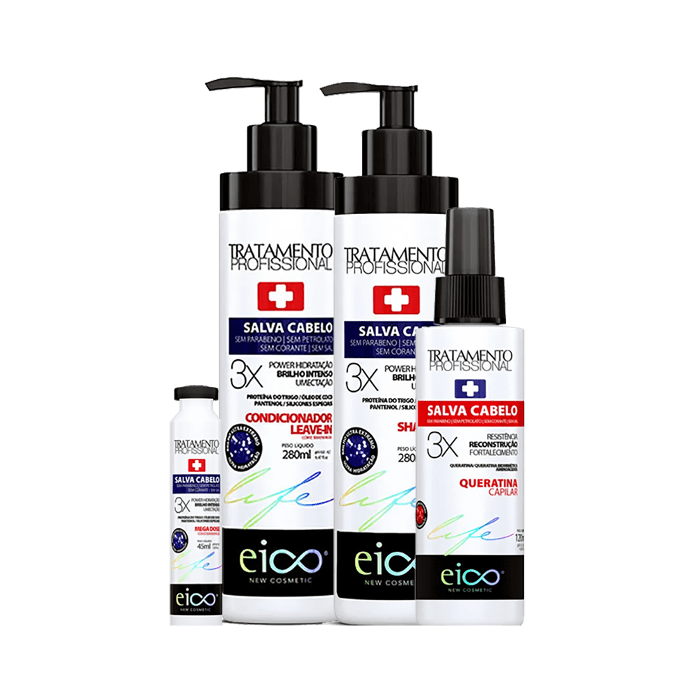 Kit Eico Shampoo + Condicionador 280ml + Ampola 45ml Gratis Selante Salva Cabelo