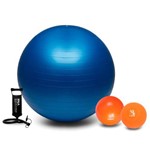 Kit Fisioterapia Bola Suíça 65cm + Overball 25cm + Soft Ball 1kg + Bomba