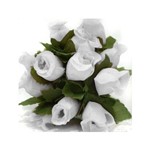 Kit Flor Mini Rosas Lembrancinha Cetim Branca 12 Boques