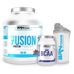 Kit Fusion Protein 2kg + Premium Bcaa 450 Caps + Coqueteleira - Brnfoods