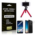 Kit Galaxy A8 Plus Capa Silicone + Película de Vidro + Mini Tripé Flexível - Armyshield