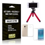 Kit Galaxy J2 Pro 2018 Capa Silicone + Película de Vidro + Mini Tripé Flexível - Armyshield