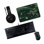 Kit Gamer Razer Holiday Gaming Bundle com Headset + Teclado + Mousepad + Mouse-Preto/Verde