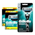 Kit Gillette com 16 Cargas Mach3 + 1 Aparelho de Barbear Gillette Mach3
