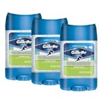Kit Gillette 3 Desodorantes Clear Gel Power Rush 82g