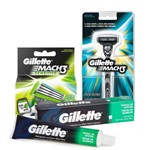 Kit Gillette Mach3 Aparelho Barbeador 1 Unidade + Carga Sensitive 4 Unidades