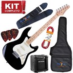 Kit Guitarra Elétrica Strato Sts100 Bk Preto Strinberg + Cubo Mg10