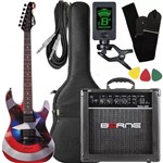 Kit Guitarra Phx Capitão América Gmc-1 Caixa Amplificador Borne