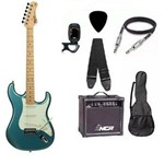 Kit Guitarra Tagima TG530 Strato Azul com Amplificador e Acessórios