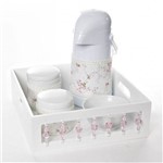 Kit Higiene com Porcelanas e Capa Pedra Rosa Quarto Bebê Menina