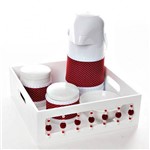 Kit Higiene com Porcelanas e Capa Pedra Vermelha Quarto Bebê Menina