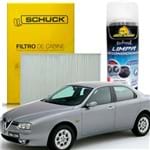 Kit Higienização Limpa Ar Condicionado + Filtro de Ar da Cabine Alfa Romeo 156 1997 a 2007 Schuck
