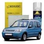 Kit Higienização Limpa Ar Condicionado + Filtro de Ar da Cabine Citroen Berlingo 1998 a 2007 - Schuck