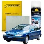 Kit Higienização Limpa Ar Condicionado + Filtro de Ar da Cabine Citroen Xsara 1998 1999 2000 - Schuck