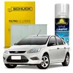 Kit Higienização Limpa Ar Condicionado + Filtro de Ar da Cabine Focus Hatch Sedan 2009 a 2013