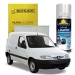 Kit Higienização Limpa Ar Condicionado + Filtro de Ar da Cabine Peugeot Partner 1999 a 2002 - Schuck