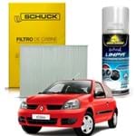 Kit Higienização Limpa Ar Condicionado + Filtro de Ar da Cabine Renault Clio 2000 a 2012