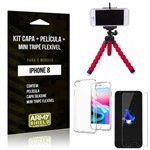 Kit IPhone 8 Capa Silicone + Película de Vidro + Mini Tripé Flexível - Armyshield