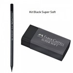 Kit Lápis SuperSoft Black + Borracha Super Soft Black Faber Castell