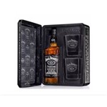 Kit Lata Whiskey Jack Daniel´s 750ml + 2 Copos - Embalagem Presente - Especial Colecionador