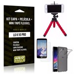 Kit LG K10 Pro Capa Silicone + Película de Vidro + Mini Tripé Flexível - Armyshield