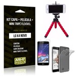 Kit LG K4 Novo Capa Silicone + Película de Vidro + Mini Tripé Flexível - Armyshield