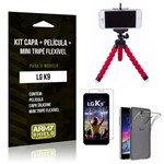 Kit LG K9 Capa Silicone + Película de Vidro + Mini Tripé Flexível - Armyshield