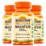 Kit 3 Magnésio 250mg - Sundown Vitaminas - 30 Comprimidos
