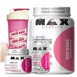 Kit Max Shake 400g Morango + Colagen 100 Cápsulas + Femini CUT 30 Cápsulas + Coqueteleira - Max Titanium